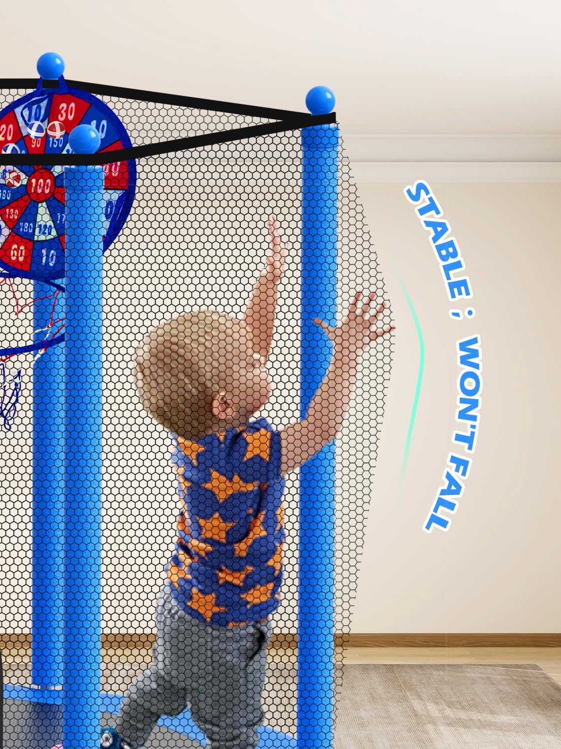Thumbnail 2 de BLUERISE 55in 6ft Toddler Trampoline with Enclosure Net and Basketball Hoop Attachment