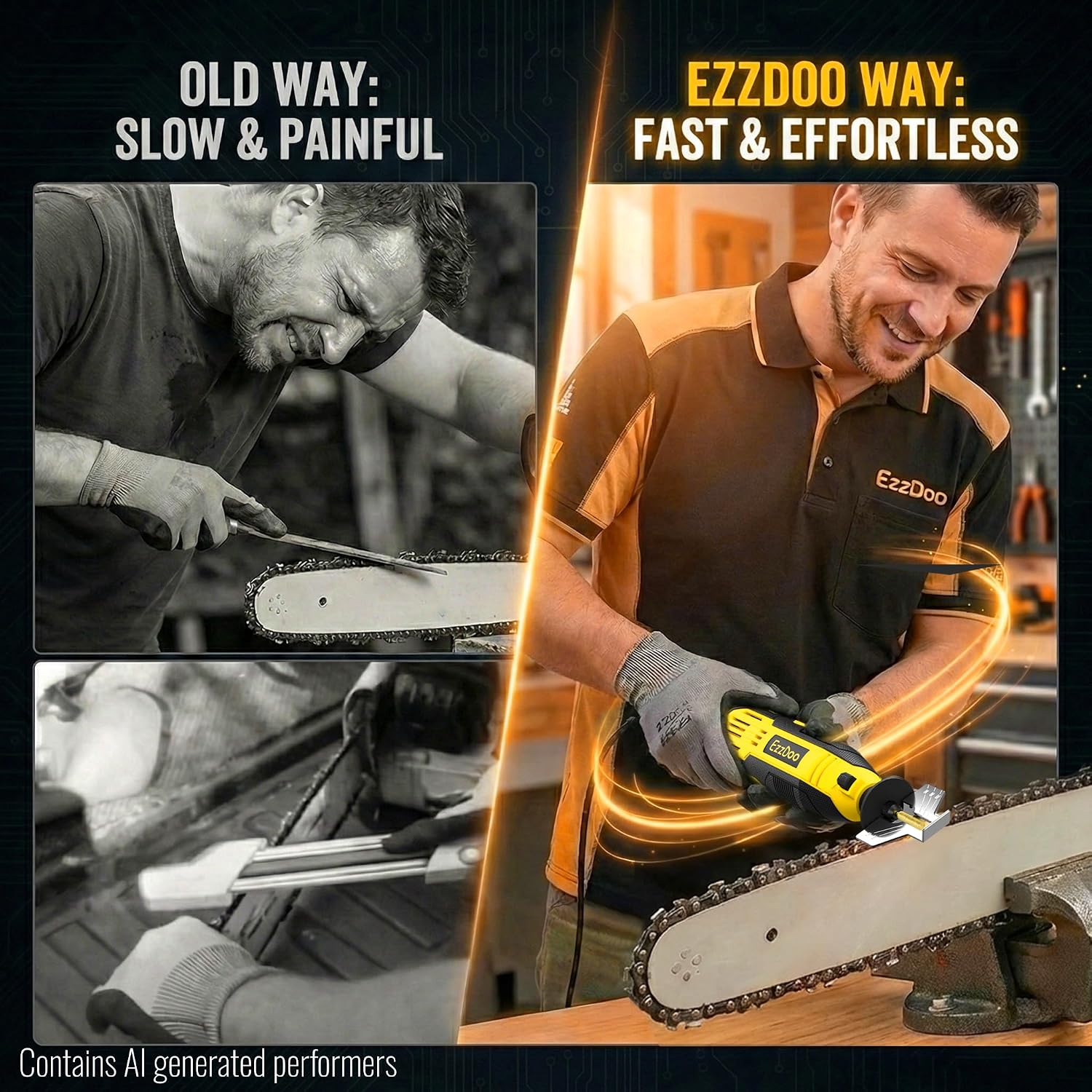 Detalle 1 de EzzDoo Electric Chainsaw Sharpener Kit with 6 Bits