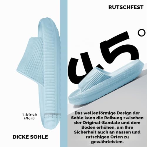 Detalle de Calish Badeschuhe Herren/Damen Cozislides Cloudyzz – rutschfeste Hausschuhe aus EVA, Blau, 36-37 EU