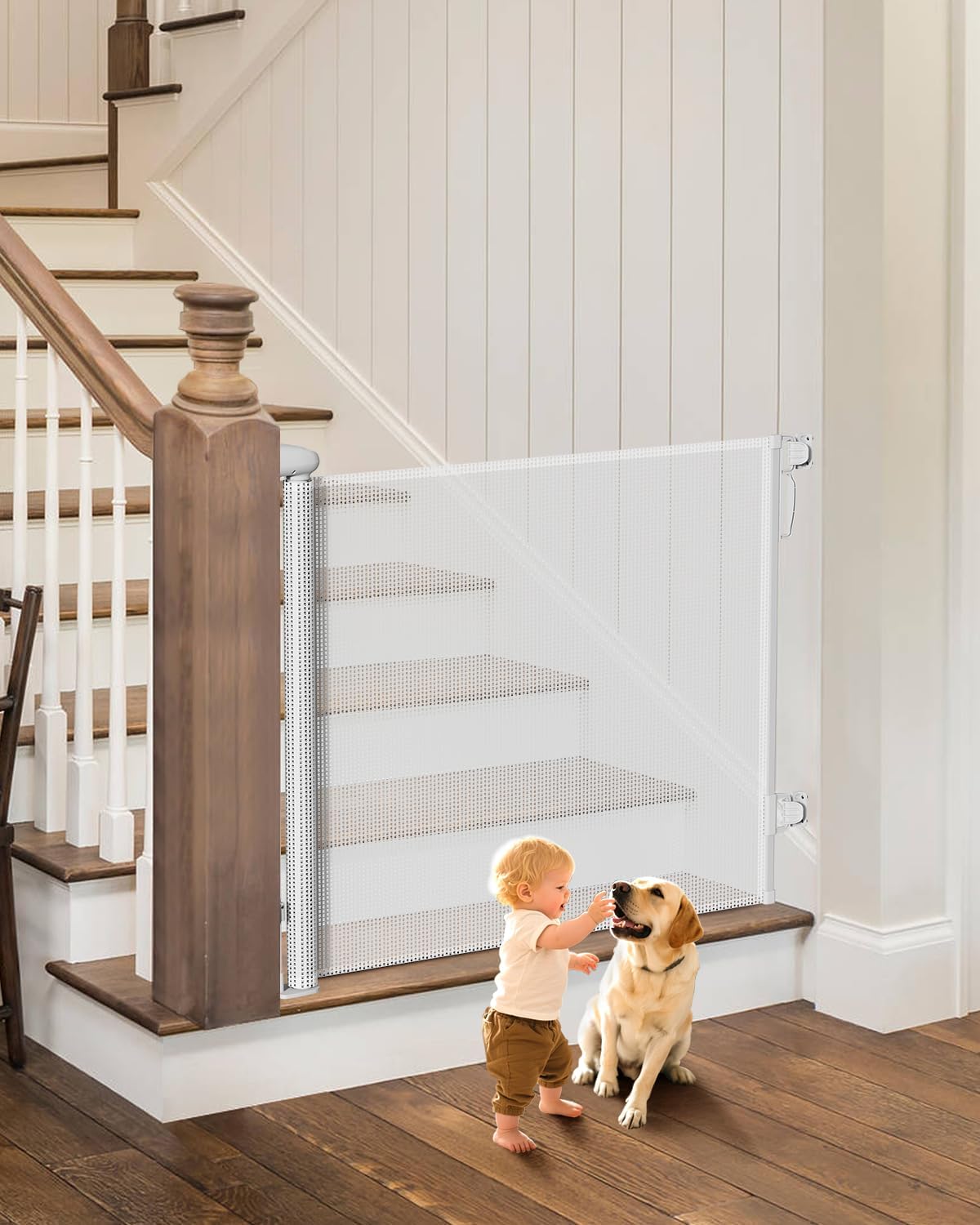 Detalle de BBsecure SG025 Retractable Baby Gate, 34-Inch, Up to 55-Inch Wide, White