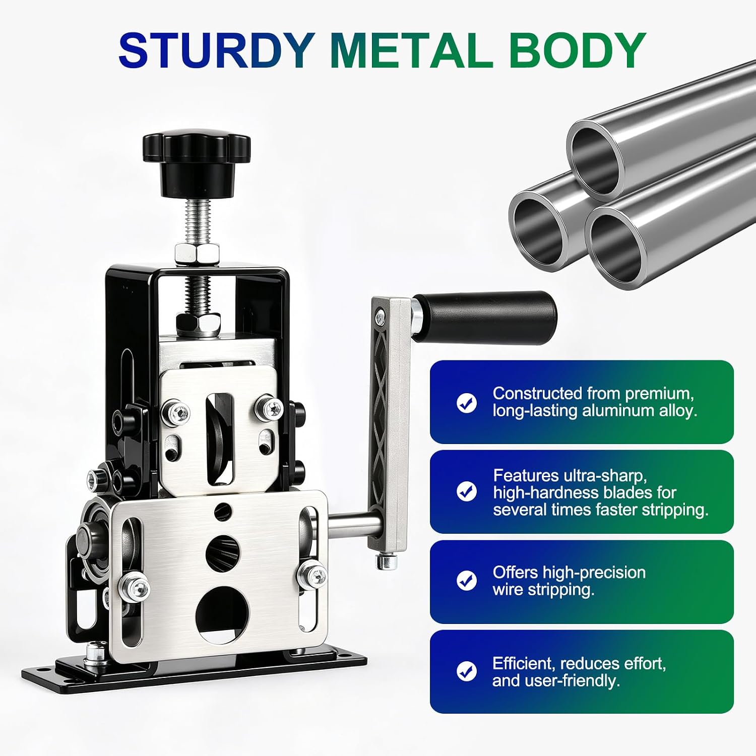 Detalle de VRAJJTY Wire Stripper Machine, 0.06"–1" Range, Silver