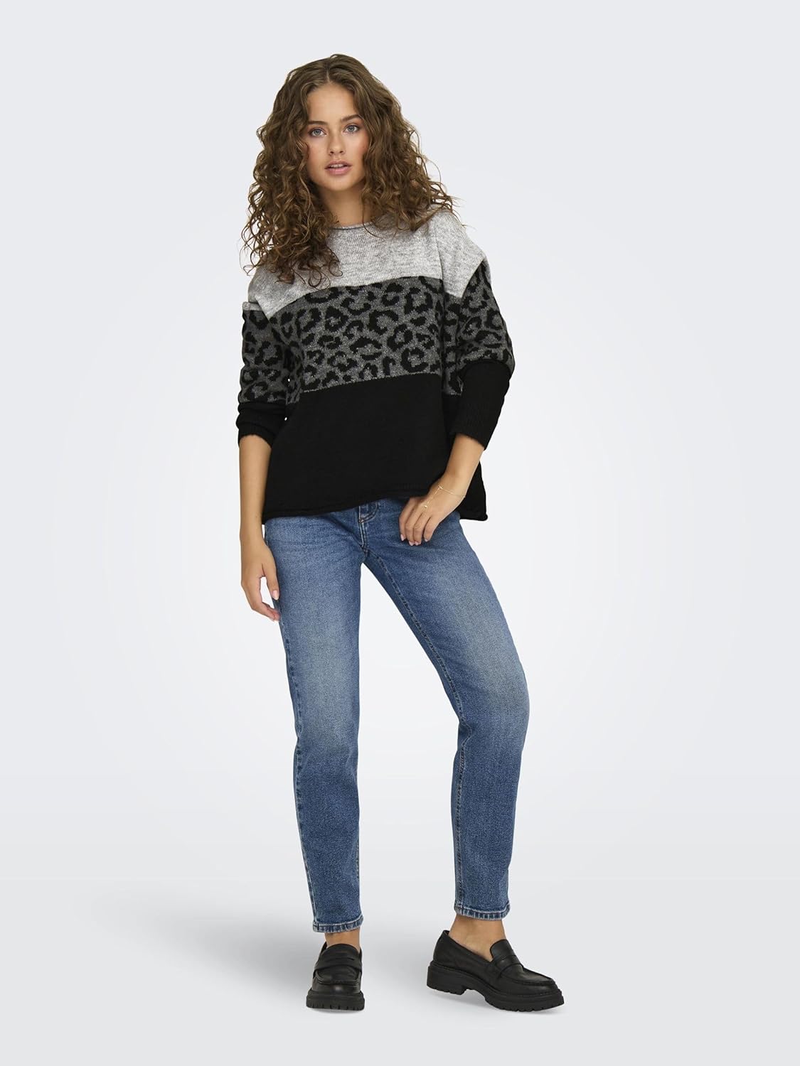 Thumbnail 2 de Pull femme Only Onljade Animal col rond en maille, manches à épaules tombantes