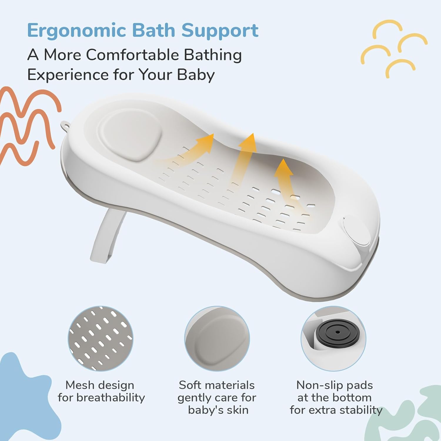 Detalle de DEANIC Baby Bath Tub with Thermometer: Foldable, Safe & Space-Saving Bath Solution for 0–18 Months