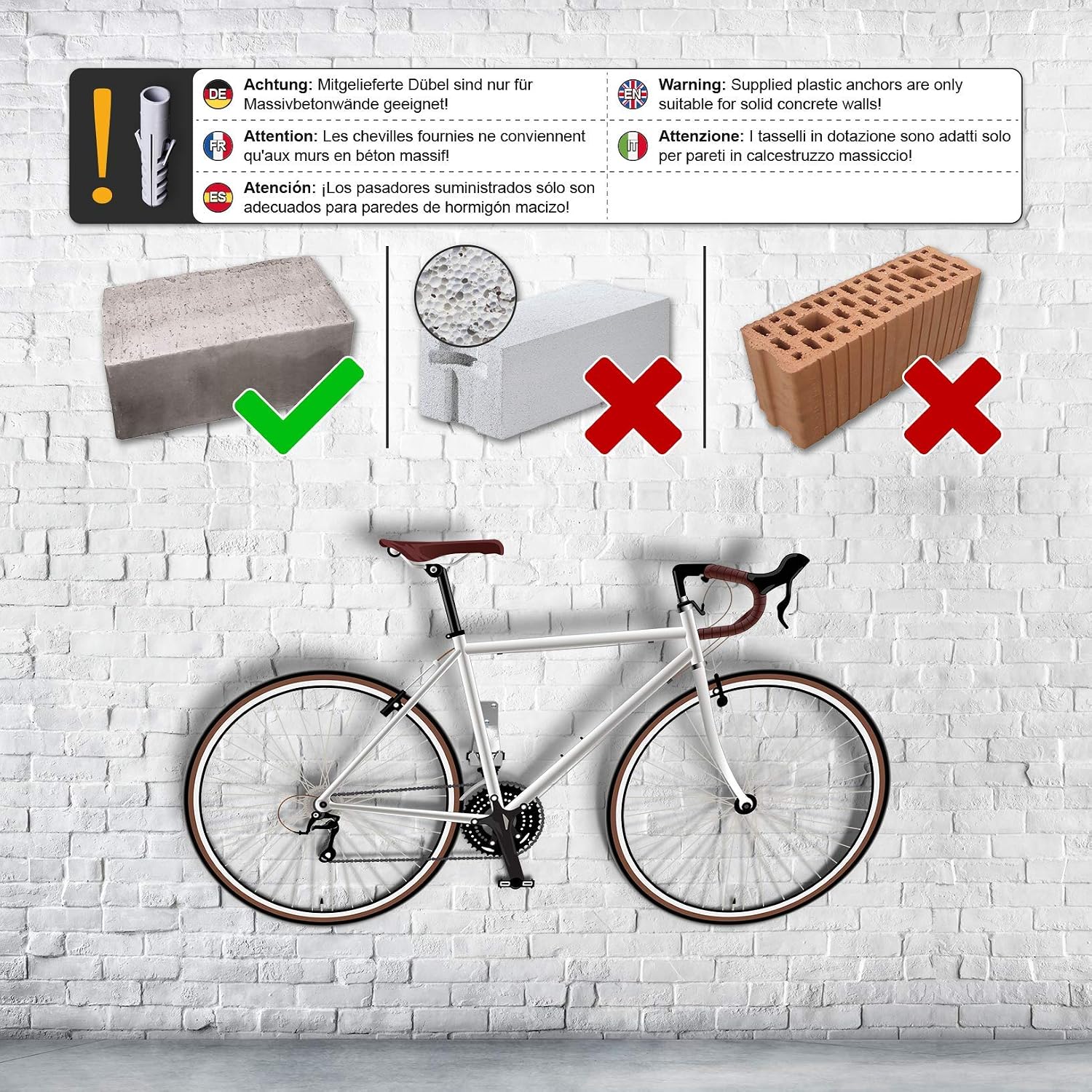 Detalle 1 de RICOO Rangement Porte-vélo Pédalier ZF01 : crochet mural pour vélo, capacité 30 kg