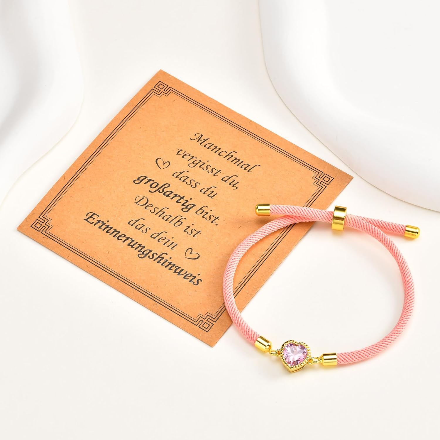 Thumbnail 5 de Gamtic Herz Armband Damen Freundschaftsarmband mit CZ-Herz, verstellbarem Knoten & Glückskarte