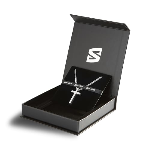 Detalle 2 de SERASAR cruz collar para hombre en acero inoxidable 60 cm — diseño sobrio y duradero