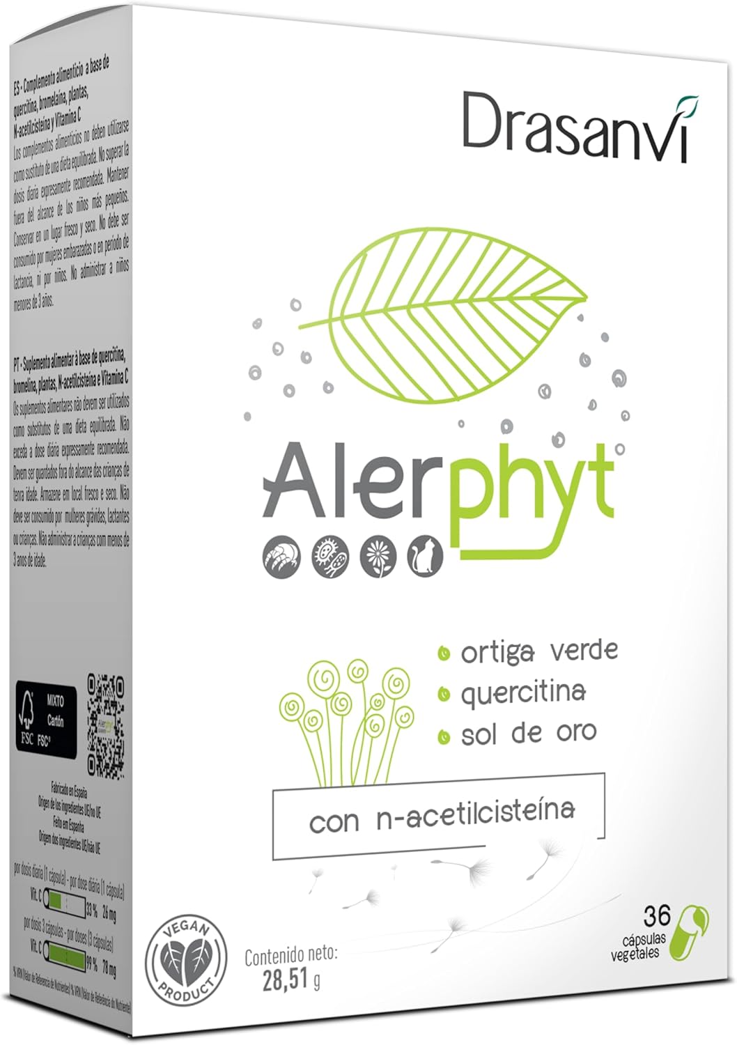 Detalle de ALERPHYT 36 cápsulas Drasanvi antialérgico natural