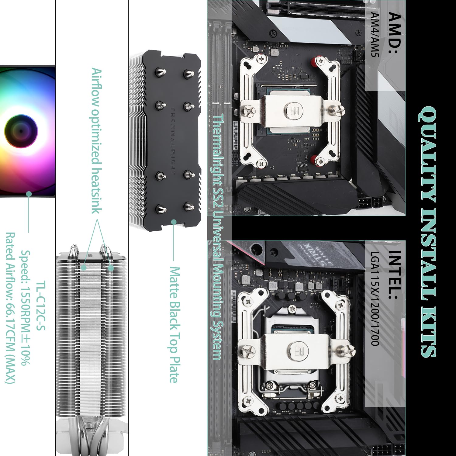 Thumbnail 4 de Thermalright AssassinX120 SE ARGB CPU-luchtkoeler met 4 heatpipes en PWM-ventilator