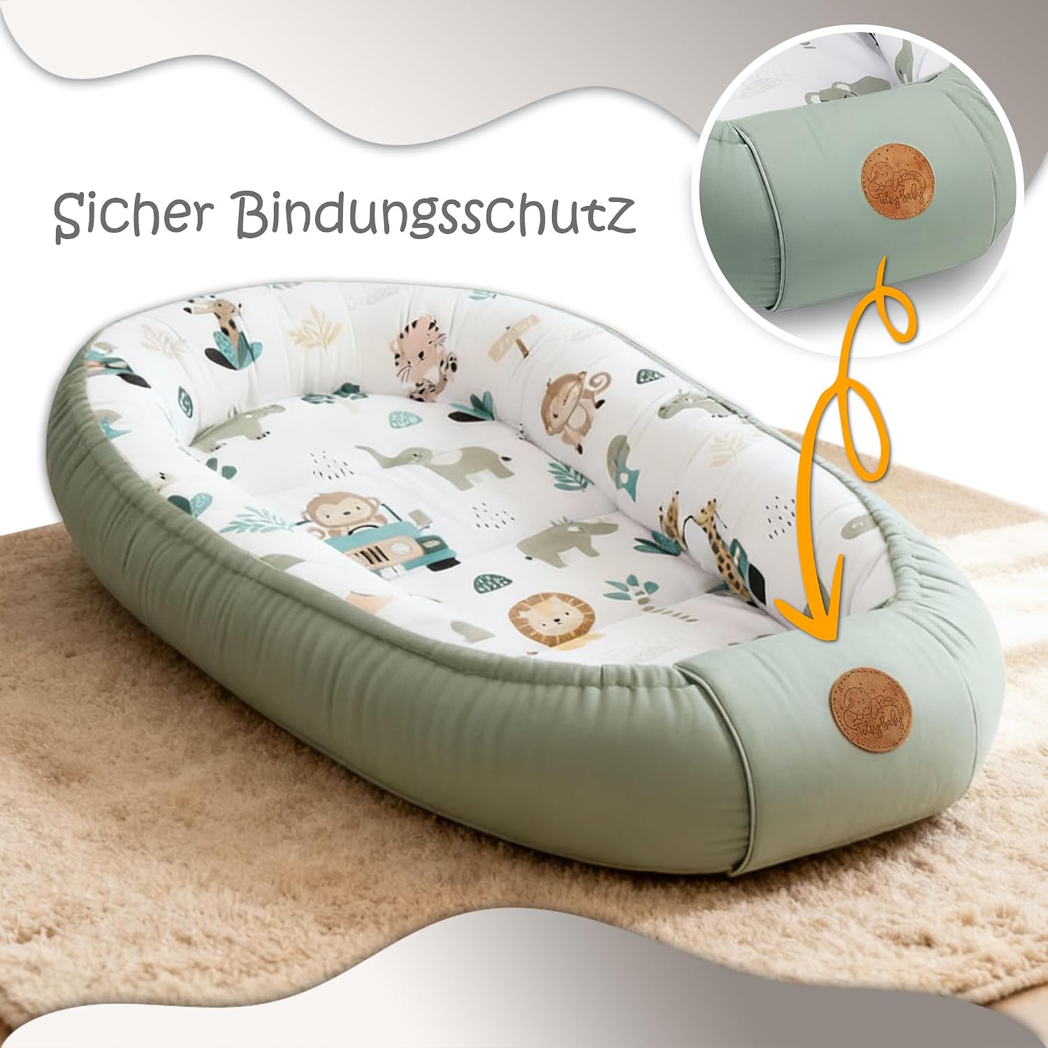 Detalle de Babynest Babynestchen Neugeborene (90 x 50 cm) – tragbares Nest für Bett & unterwegs, Galaxie