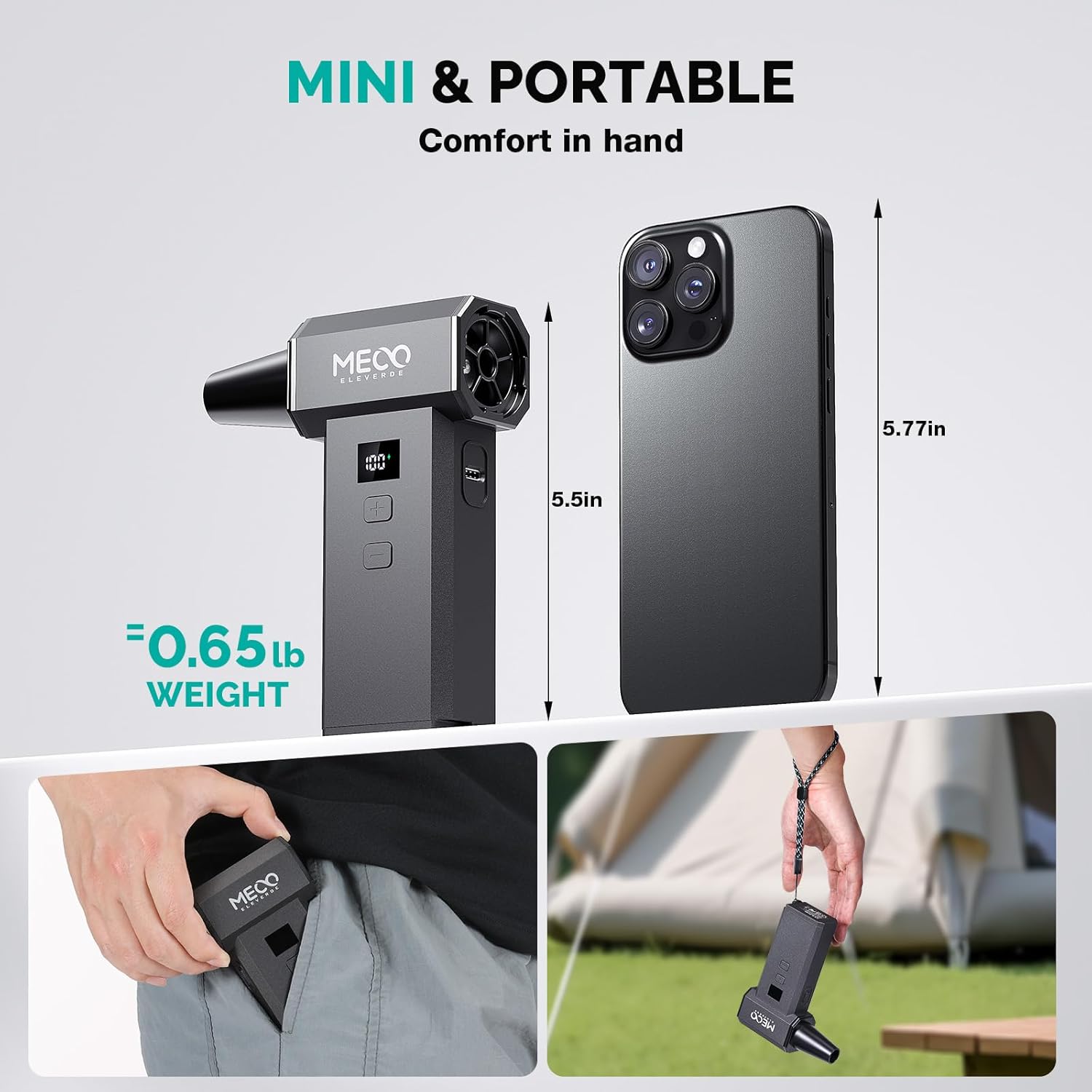 Thumbnail 1 de MECO ELEVERDE Electric Air Duster 220,000 RPM (One‑Touch Turbo) – cordless mini air blower for car, PC & electronics