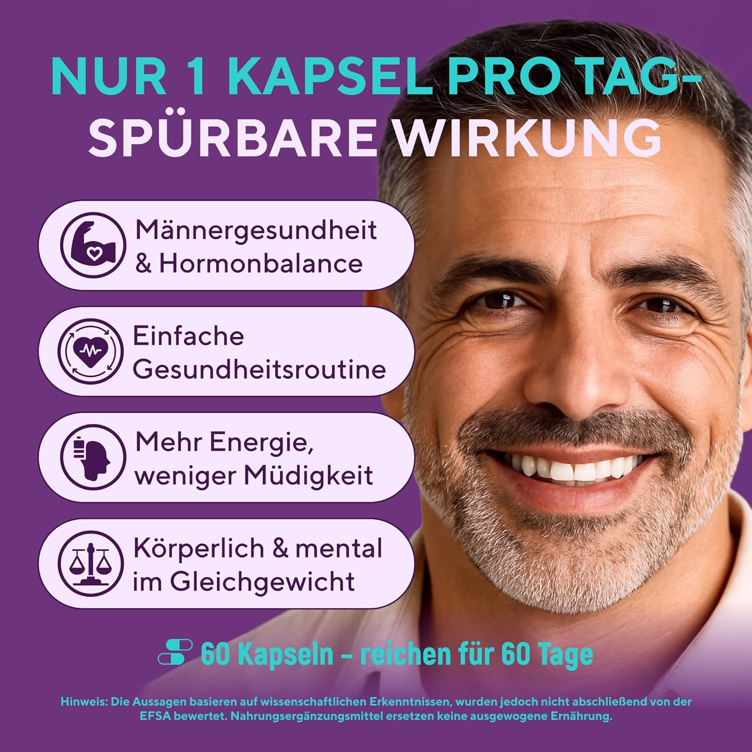 Detalle de Multivitamin für Männer, 60 Kapseln für 60 Tage