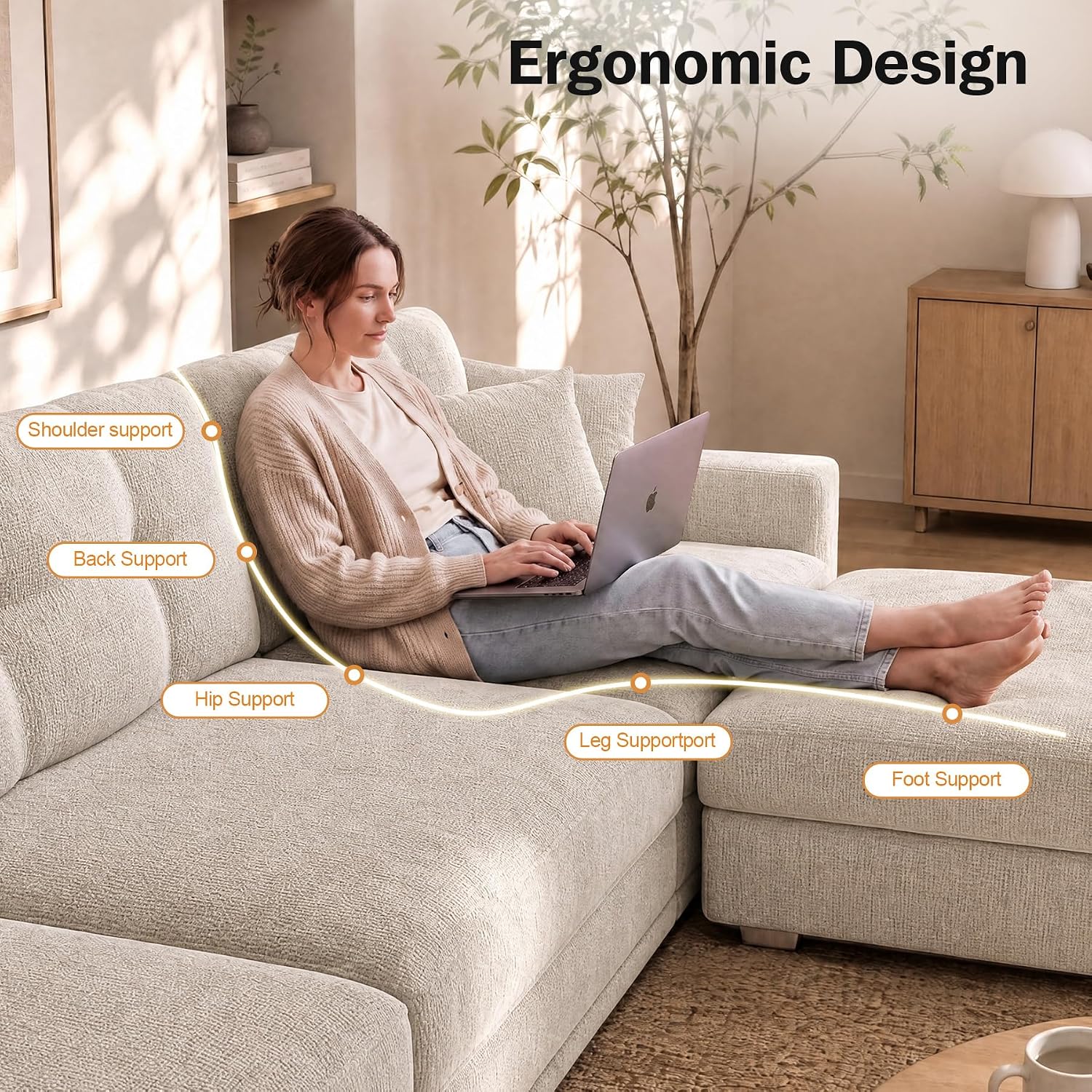 Detalle de Vipbear Modular Sectional Sofa, 160-Inch
