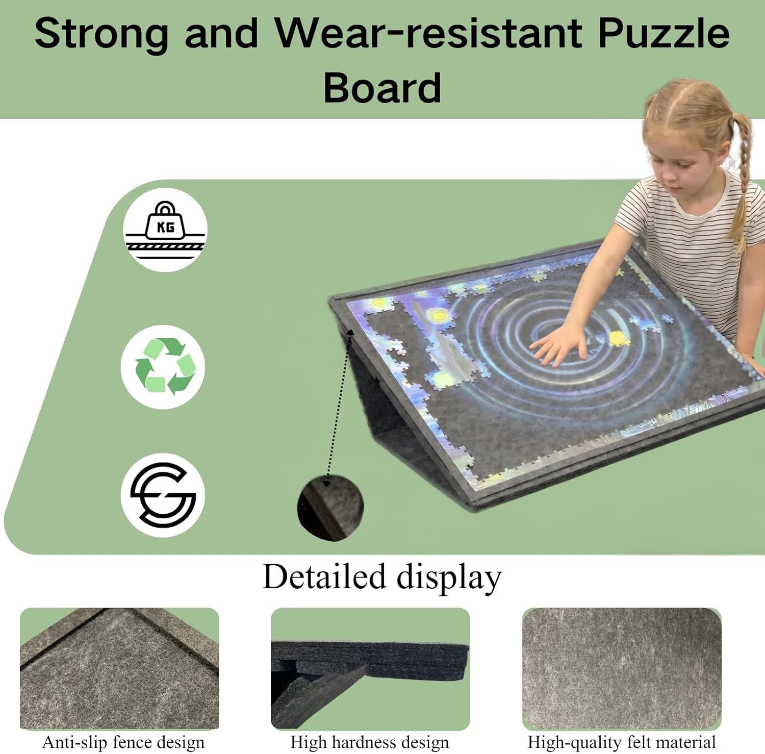 Thumbnail 2 de JCOTTON Tilting Jigsaw Puzzle Board 2-in-1 with Stand, 6 Trays and Protective Cover (Up to 1000 Pieces)
