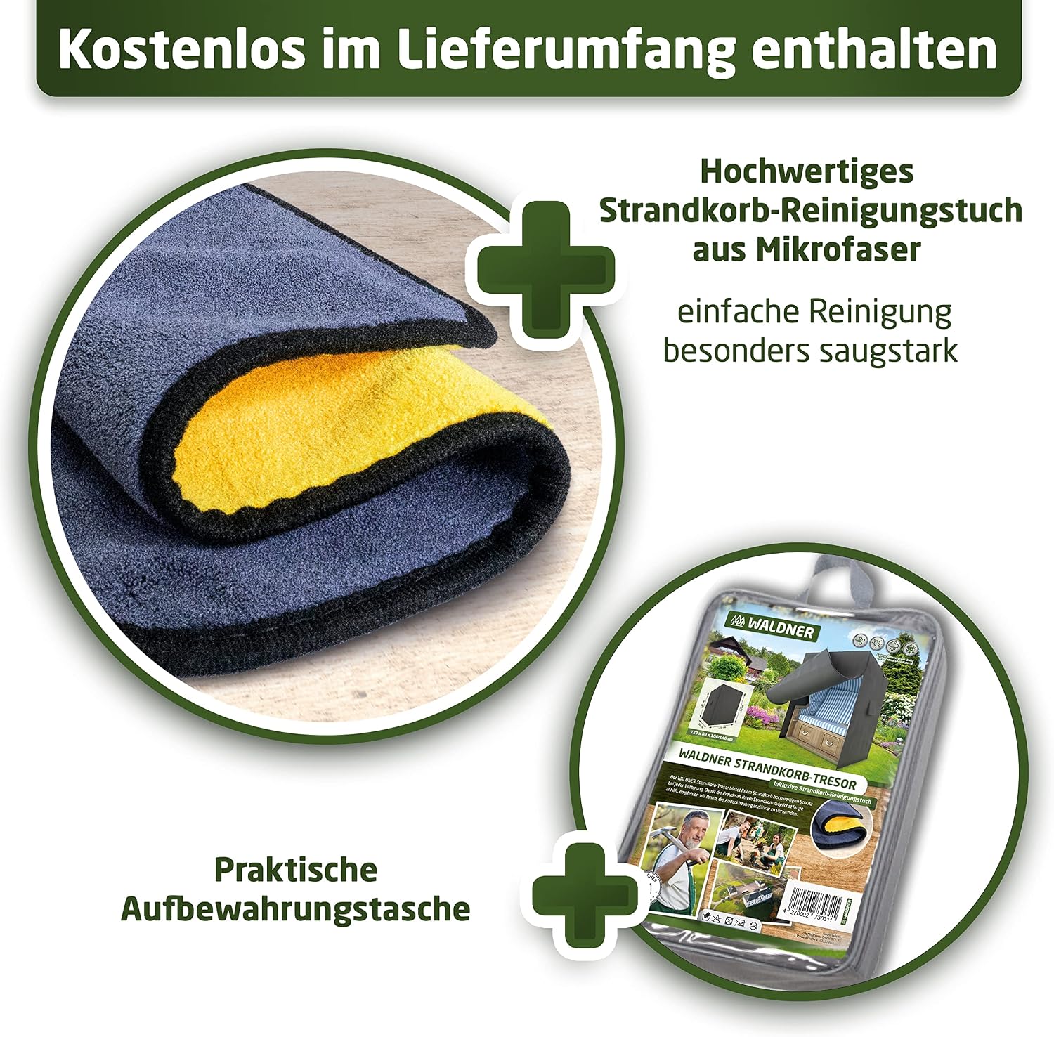 Detalle 2 de WALDNER Strandkorb Schutzhülle Oxford 600D – wasserdicht, winterfest und UV-beständig (120 x 90 x 160 B/T/H) grau