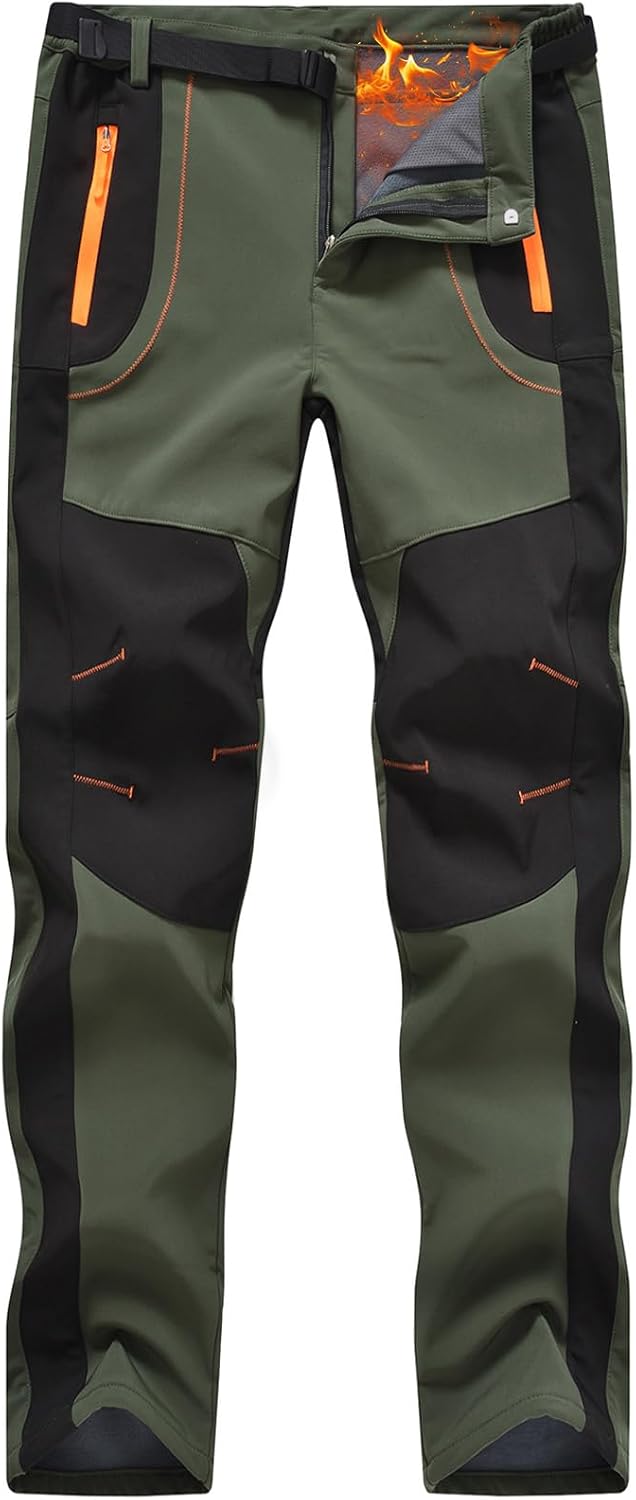 Detalle de Rdruko Men's Insulated Snow Ski Pants, Waterproof, Fleece-Lined with Belt