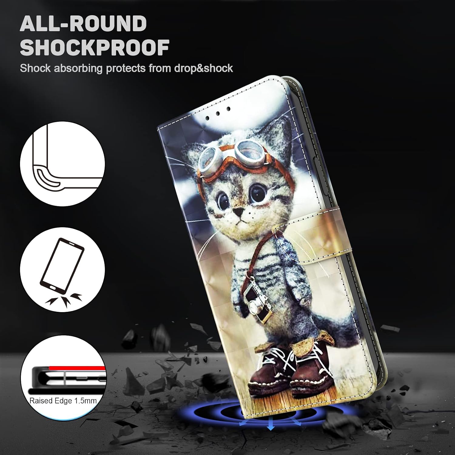 Thumbnail 5 de BOLELAW Hülle für Samsung Galaxy A21S – PU Leder Wallet Case mit Magnetverschluss, Standfunktion und Kartenfächern