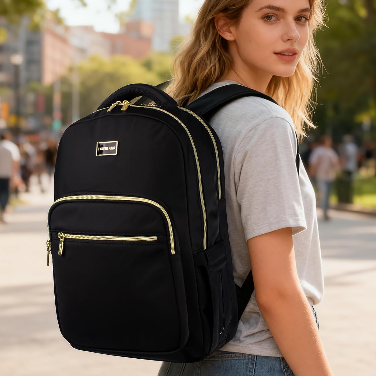 Detalle de POWER KING 15.6-inch Laptop Backpack (25L) with Anti-theft Pocket & Waterproof Design