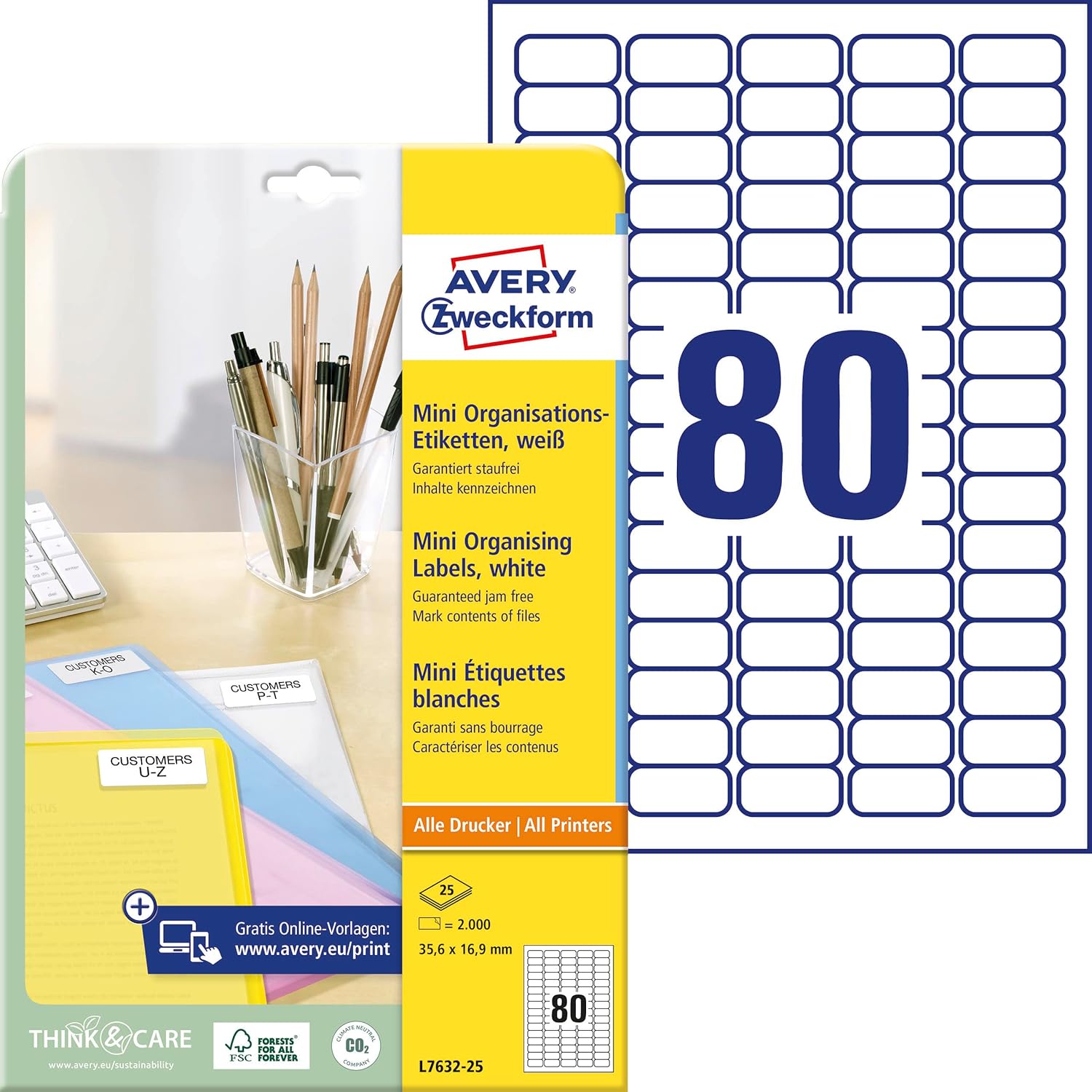 AVERY Zweckform L7632-25 Mini Organisationsetiketten 2000
