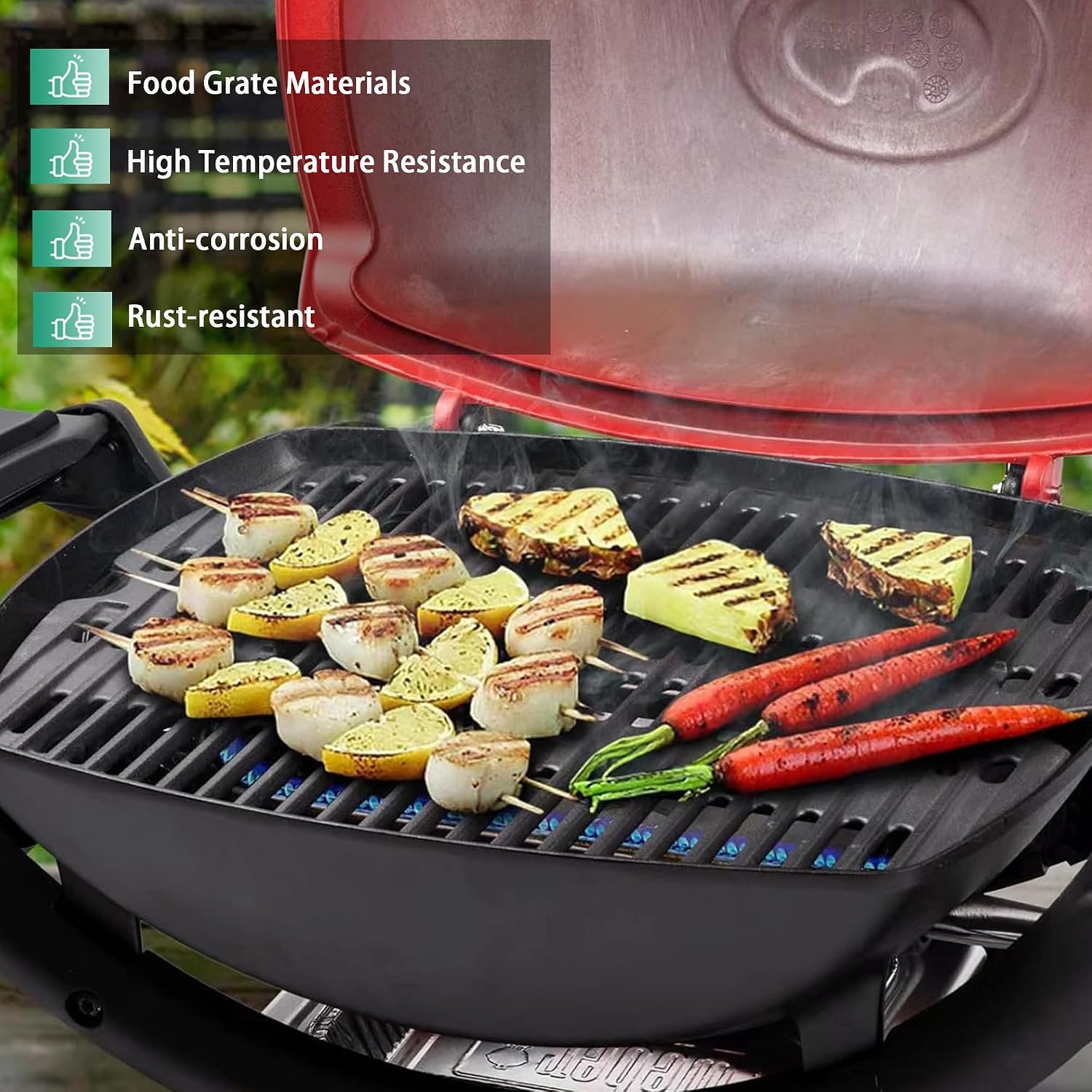Detalle 2 de COGRICHBF Gusseisen-Grillrost als Ersatz für Weber Q300/Q320 (2er-Set, 45,2 x 32 cm)
