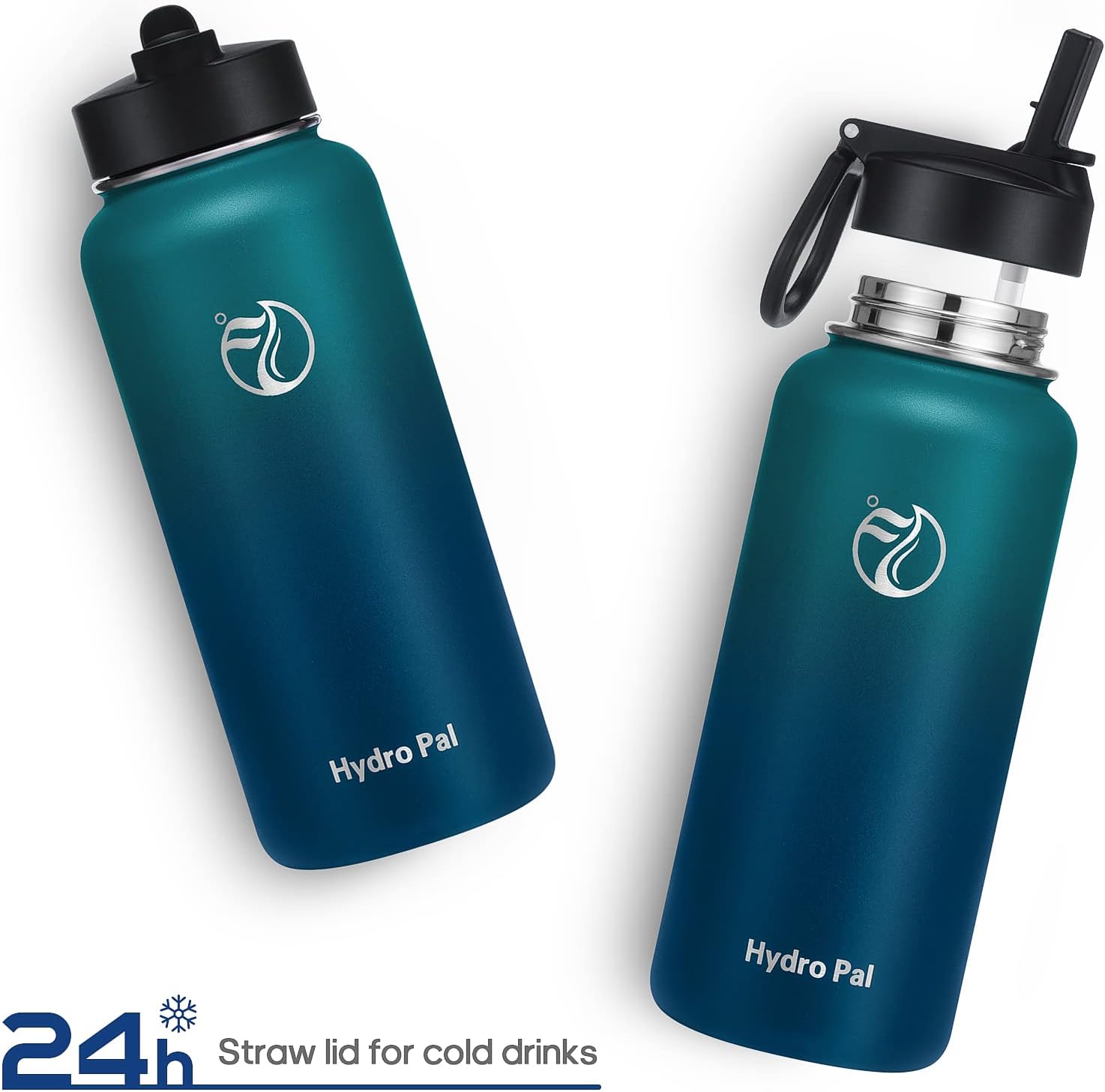Thumbnail 4 de HydroPal vacuum insulated stainless steel water bottle (1.9L/1.2L/1L/750ml/500ml) with straw & spout lids
