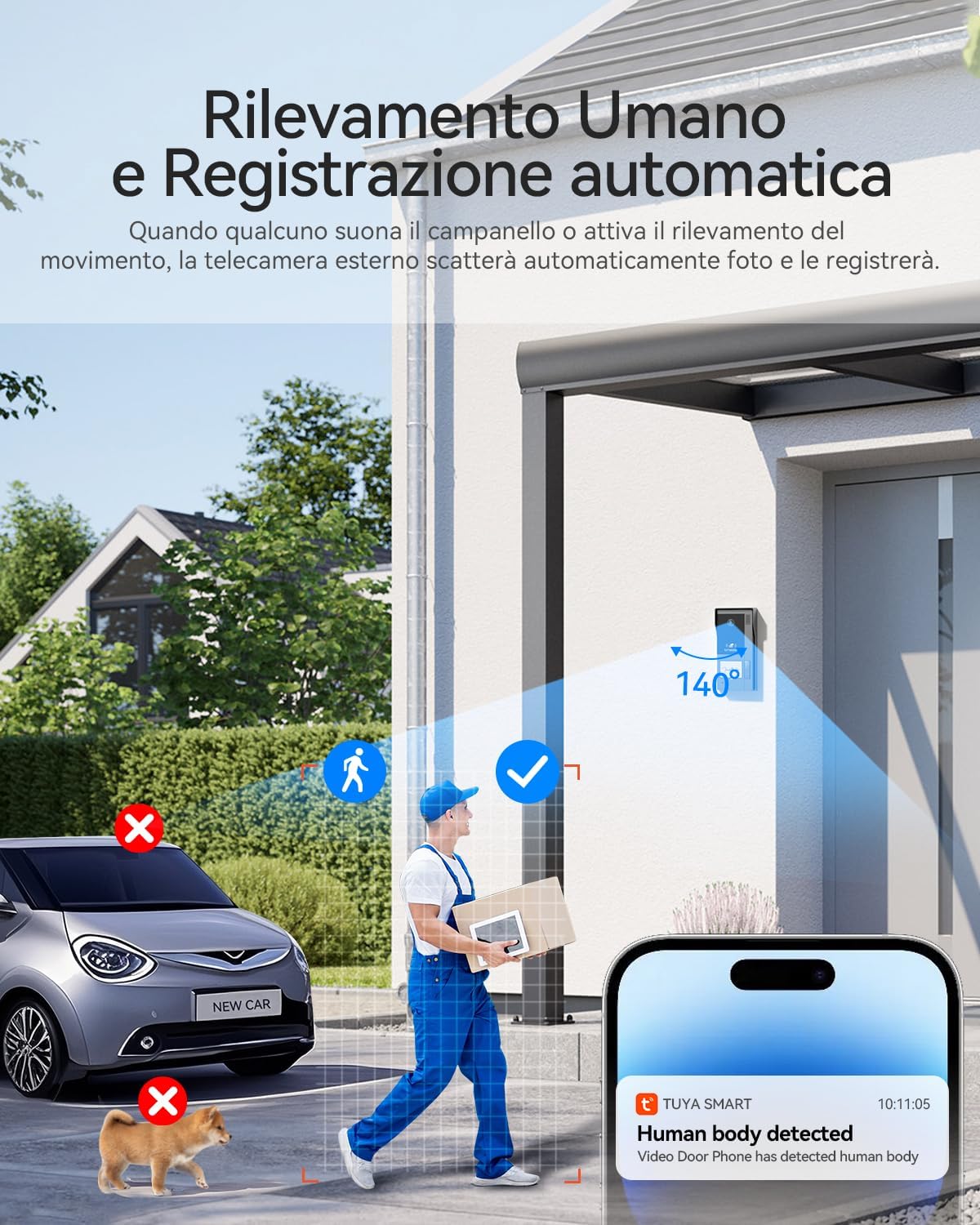Thumbnail 2 de TMEZON Videocitofono Wifi Smart 2 Fili M790: campanello con monitor 7'' 1080P, rilevamento umano e RFID