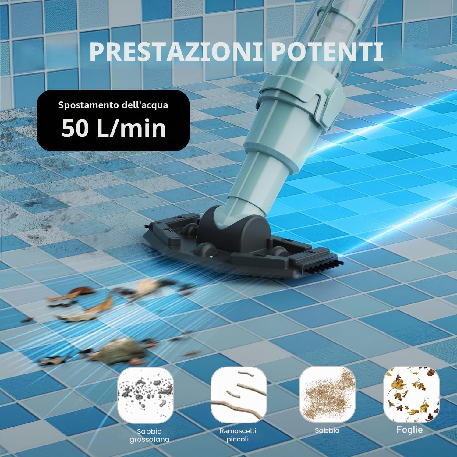 Detalle de Lydsto S1 Lite: Aspirapolvere per Piscina senza Fili 3 in 1, 90 Min di Autonomia