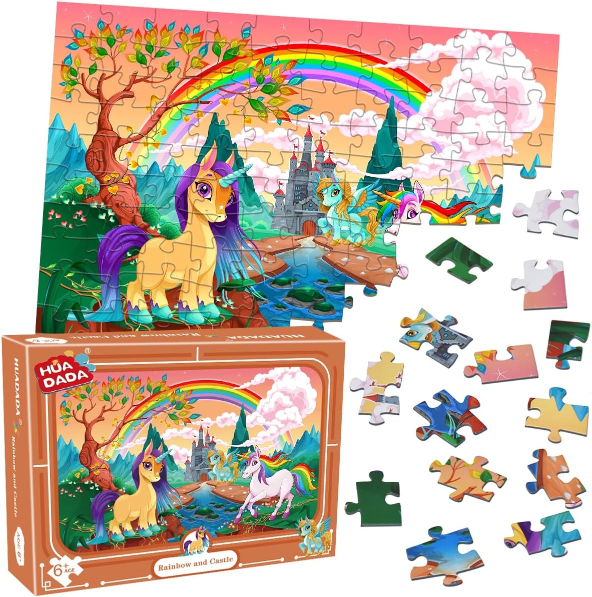 Detalle de Jigsaw Puzzles for Kids: 100 Piece Rainbow and Castle Puzzle for 6-Year-Olds
