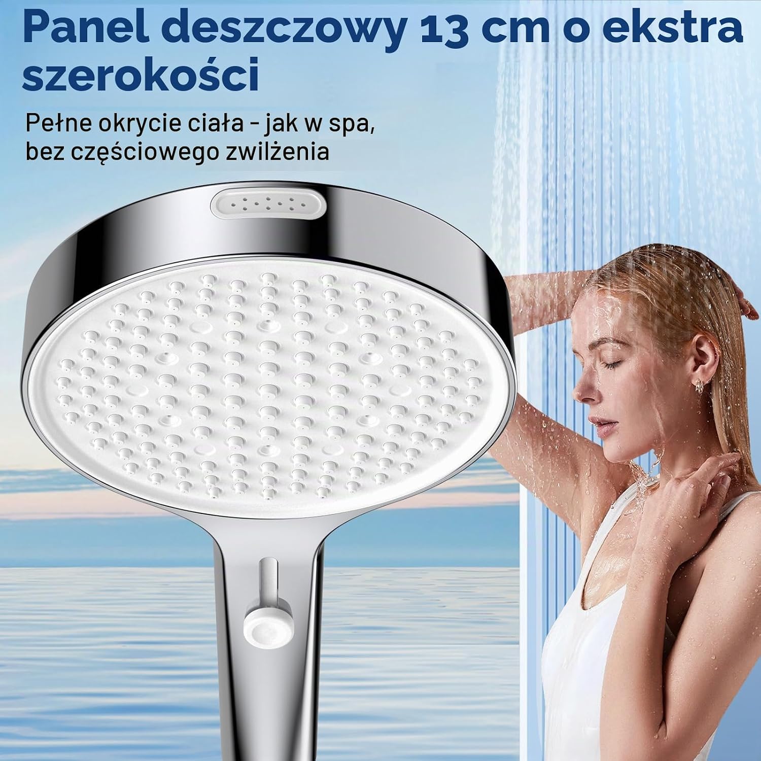 Detalle 2 de Luxear BA0012 – szeroka słuchawka prysznicowa 13 cm z regulacją strumienia