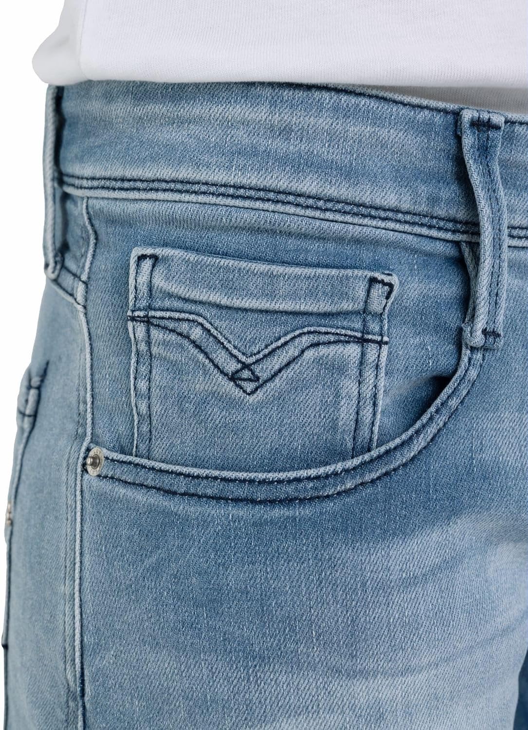 Detalle de Replay Herren Jeans Anbass Hyperflex Colour Xlite – Slim Fit mit Power Stretch