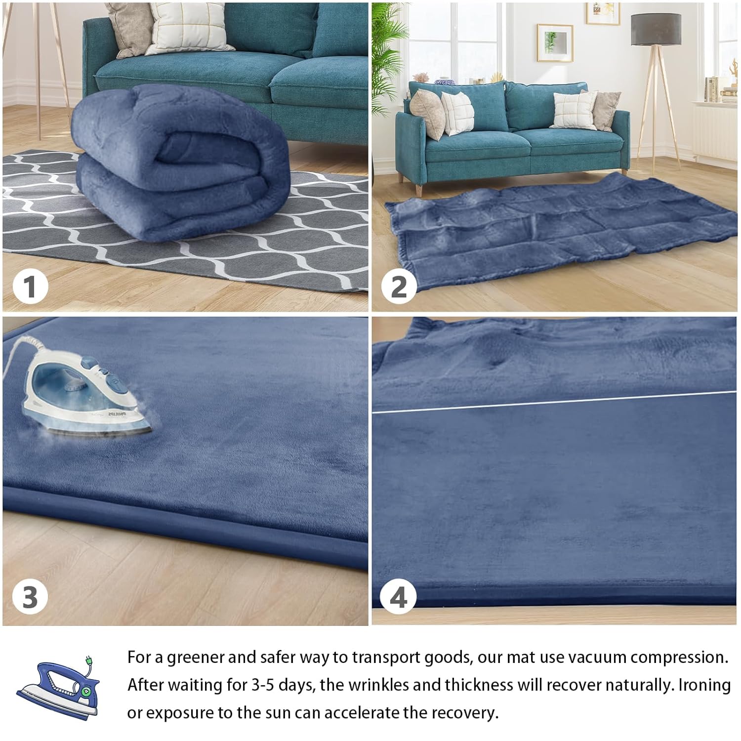 Thumbnail 3 de ILPEOD Baby Play Mat for Floor – 59" x 79" Memory Foam Crawling Mat in Sapphire Blue