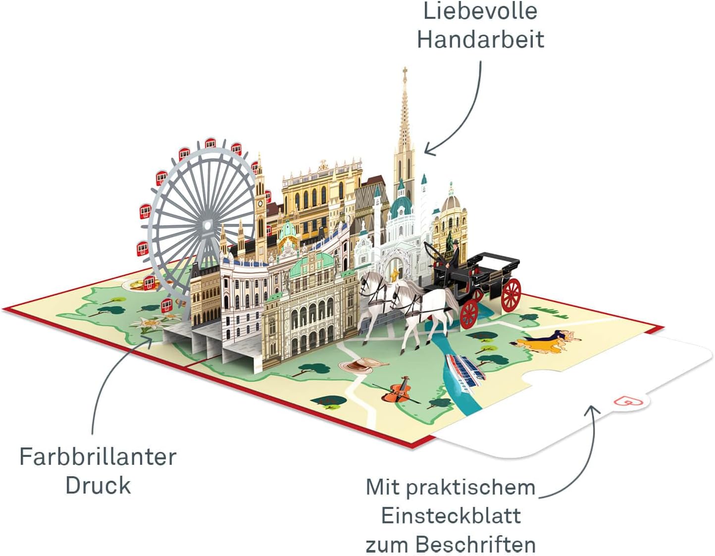 Thumbnail 1 de papercrush® Pop-Up Karte Wien – 3D Geburtstagskarte mit Reisegutschein für Kurzurlaub zu zweit