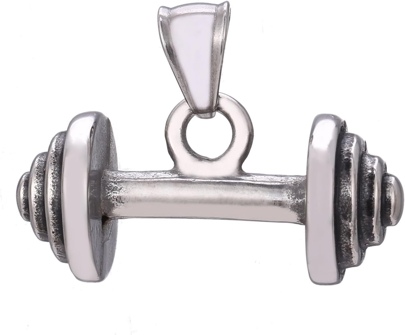 Detalle de DonDon Collana Uomo in Acciaio Inox con Ciondolo Pesi per Sportivi – 50 cm