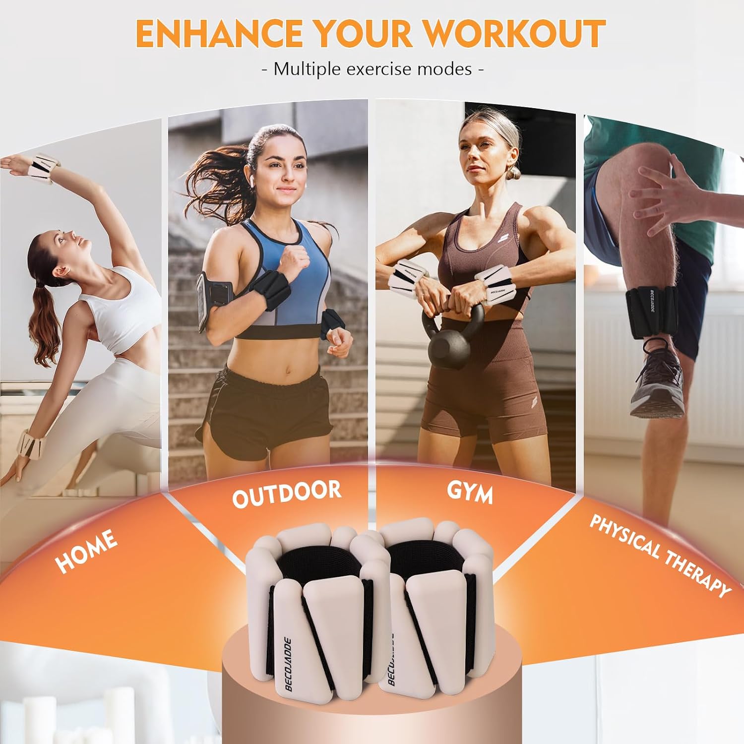 Thumbnail 5 de BECOJADDE 6 lb Ankle and Wrist Weights, Adjustable Beige Pair