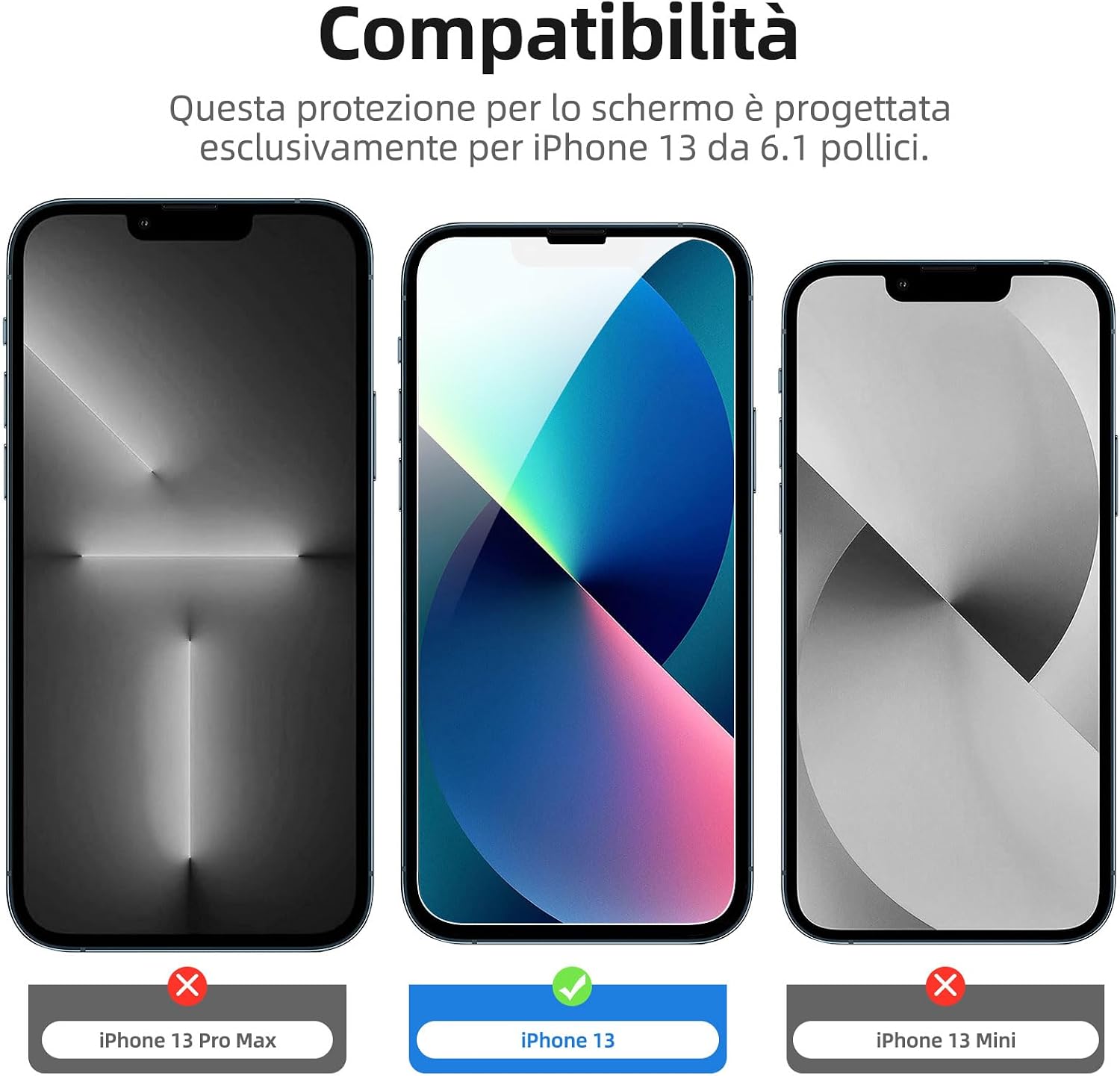 Detalle 2 de NEW'C iPhone 13 Pellicola 0,33 mm 4 pezzi