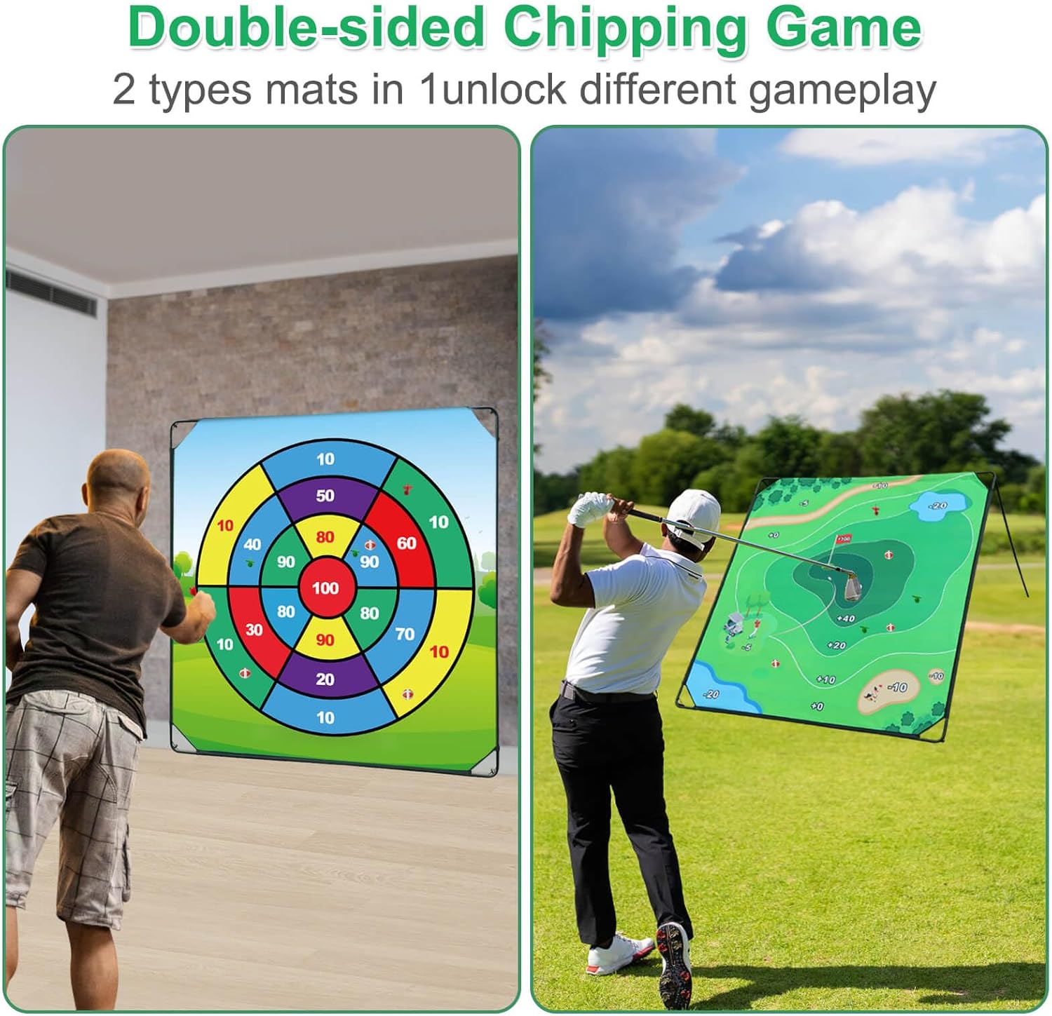 Thumbnail 2 de KEMLDIVS Golf Chipping Game Set — 71" x 71" Backyard Chipping Pong with Two Modes