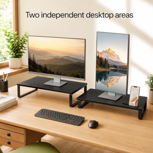Thumbnail 5 de DOMSHOCT Dual Monitor Stand Riser with 3 Configurations — Adjustable, Stackable Carbon Steel Desk Organiser