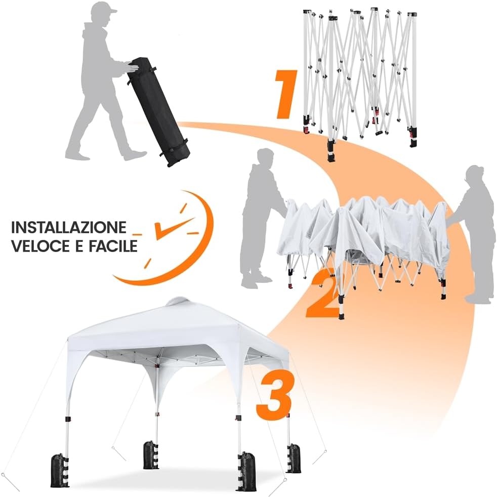 Thumbnail 5 de Yaheetech Gazebo da Giardino 2,4 x 2,4 m – impermeabile, pieghevole, con tela Oxford e paletti per uso esterno