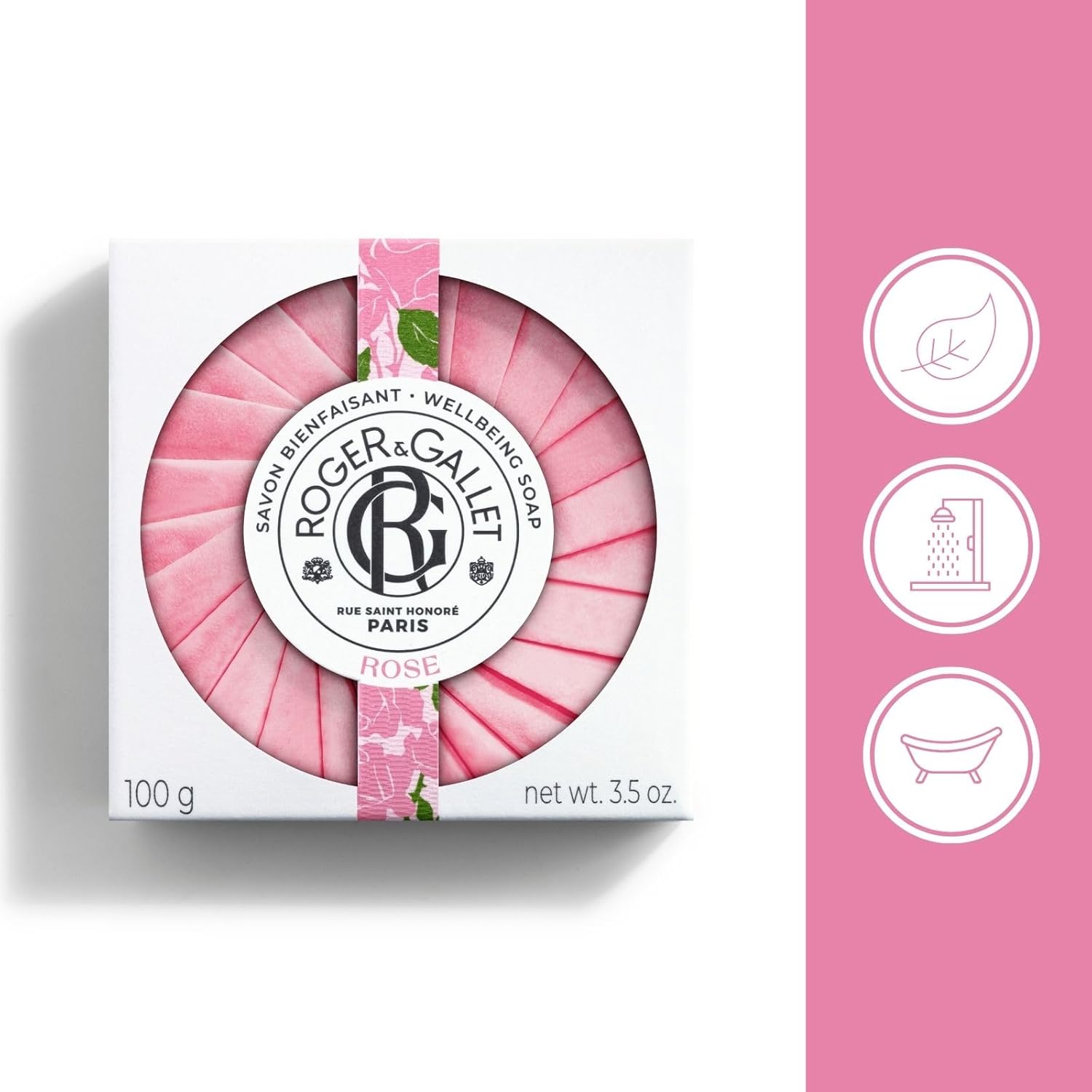 Thumbnail 1 de Roger & Gallet Rose Savon Bienfaisant 100g – savon parfumé pour les mains et le corps