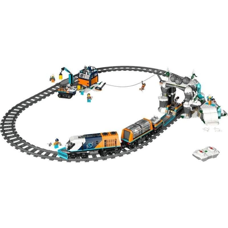 Detalle de Set Tren Expreso Polar Ártico LEGO 60470: locomotora motorizada y juego STEM para constructores avanzados