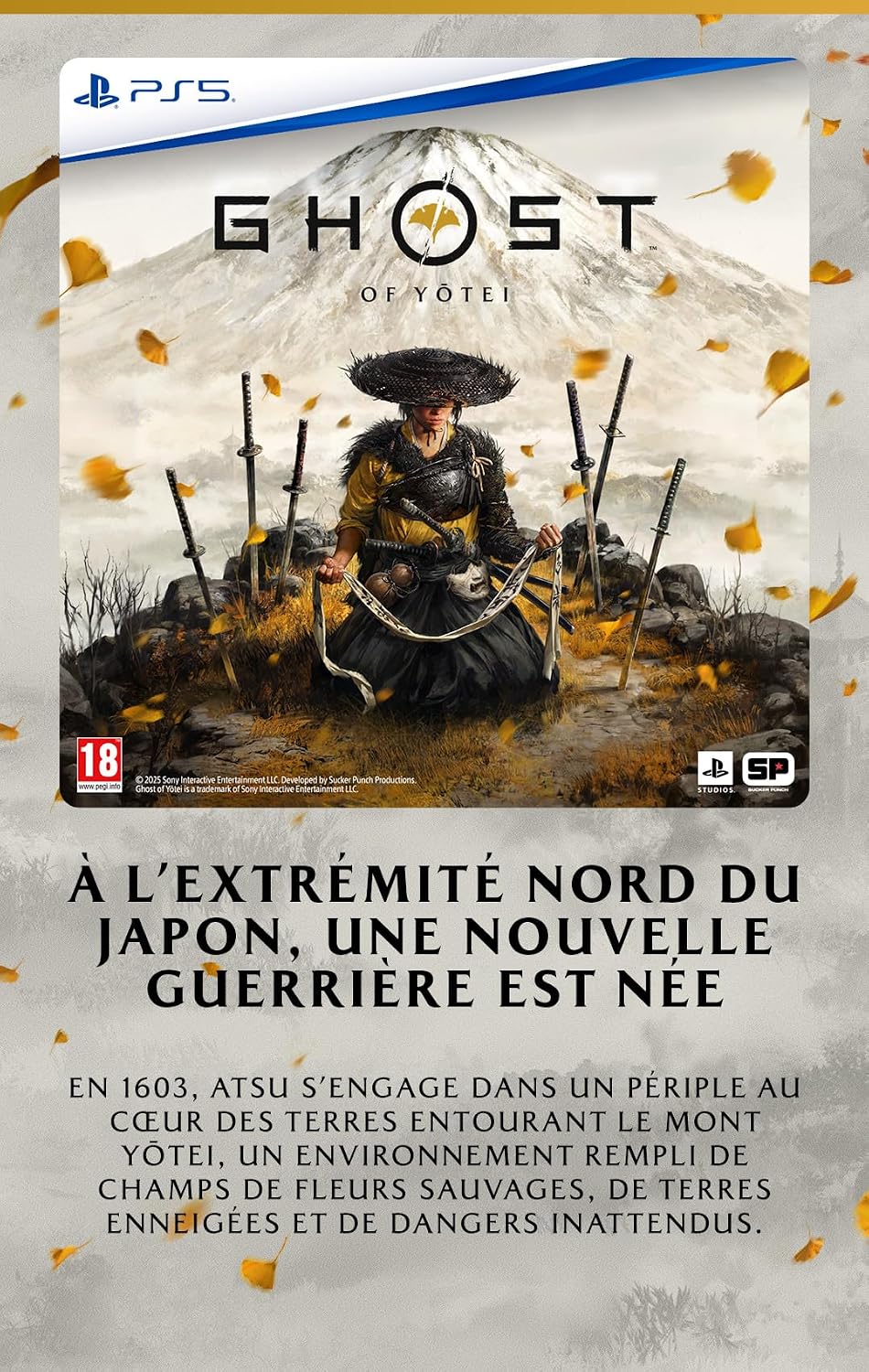 Detalle de Ghost of Yōtei sur PS5 Pro – Version physique (CD) en français