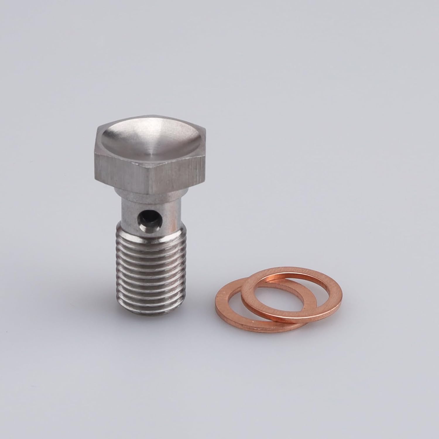 AC Performance Banjo Bolt 3/8 x 24 (-3 AN) Stainless Steel with Copper Washers — Pack of 2 (25mm UHL)