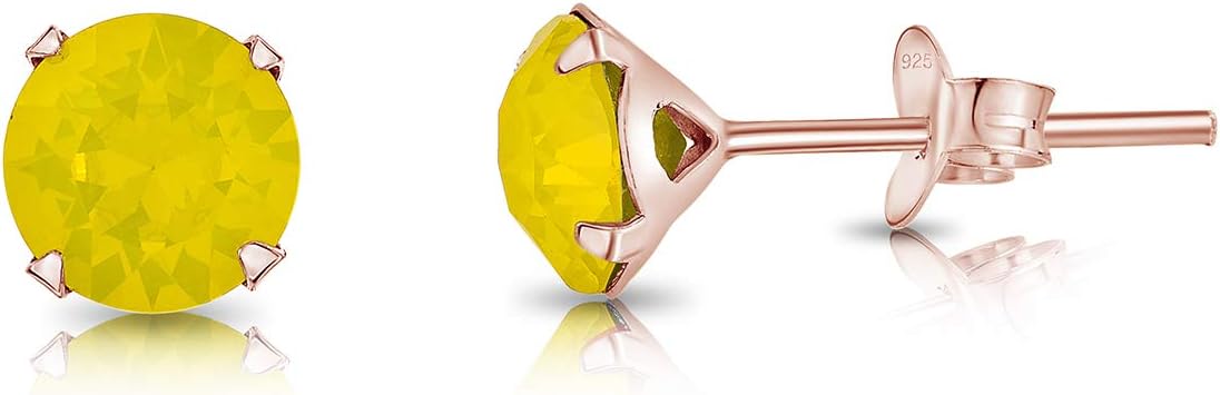 Detalle de DTPsilver Damen Ohrringe 925 Sterling Silber Rosévergoldet mit Swarovski Elements – Runde 6 mm, farblich vielseitig