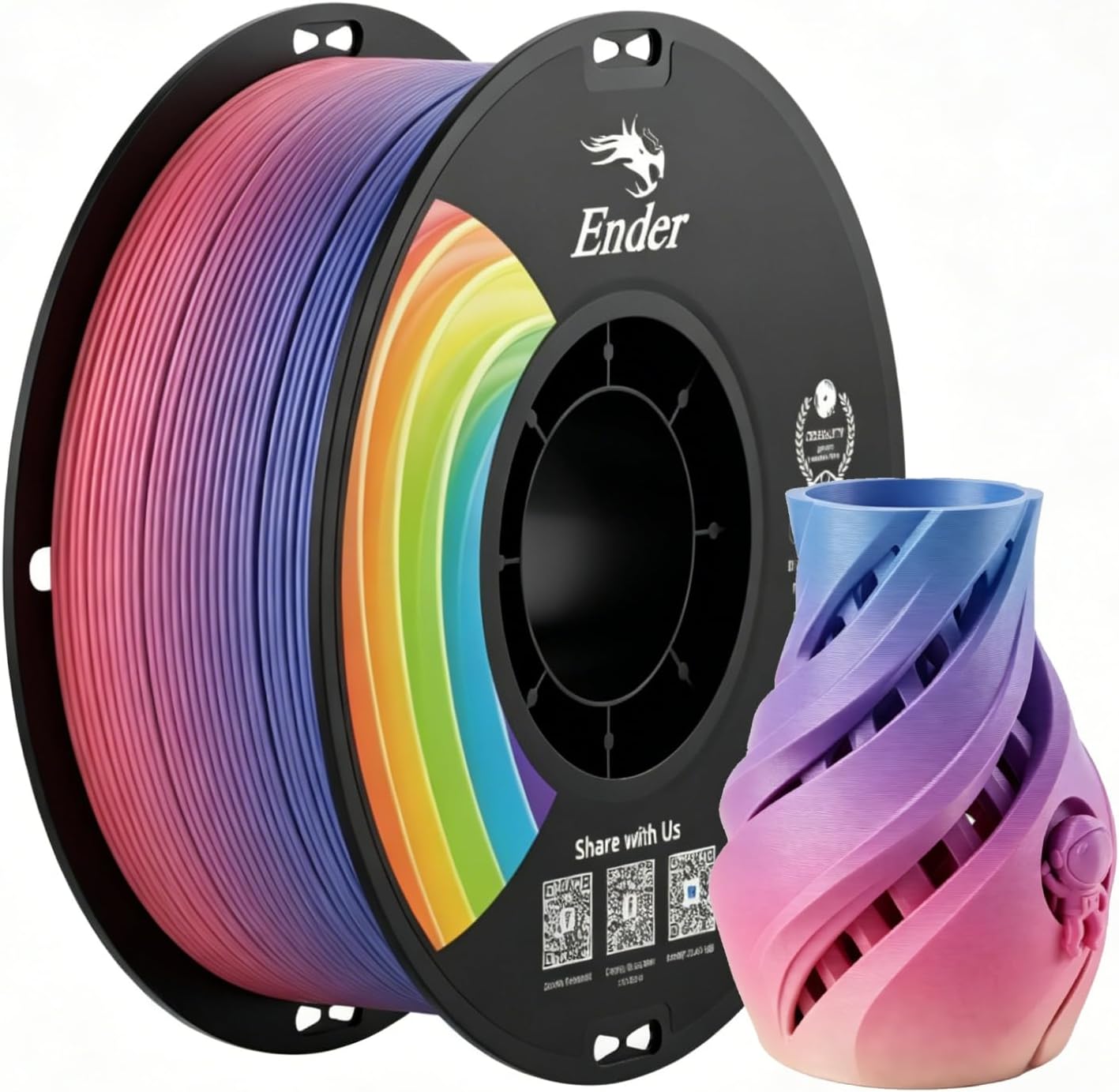Creality Regenbogen PLA Filament 1,75 mm, 1 kg Spule – Hochwertiges PLA+ Rainbow für K1, K2, K1C