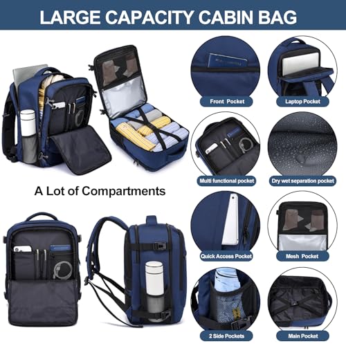 Detalle de LIGSAN Bagage Cabine 40x30x20: Sac à Dos Cabine 24L pour ordinateur 15,6 pouces, antidéflagrant et organisé