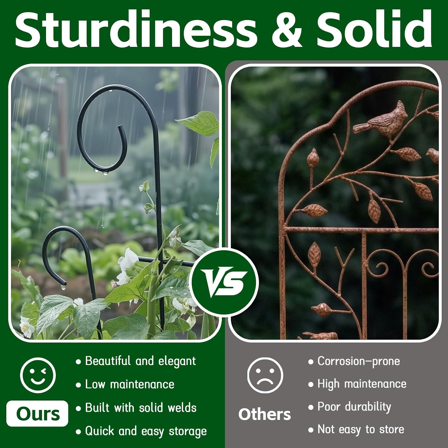 Detalle de Thealyn 4 Pack Small Plant Trellis – 60 x 36 cm, Metal Wave Design for Indoor Climbing Plants