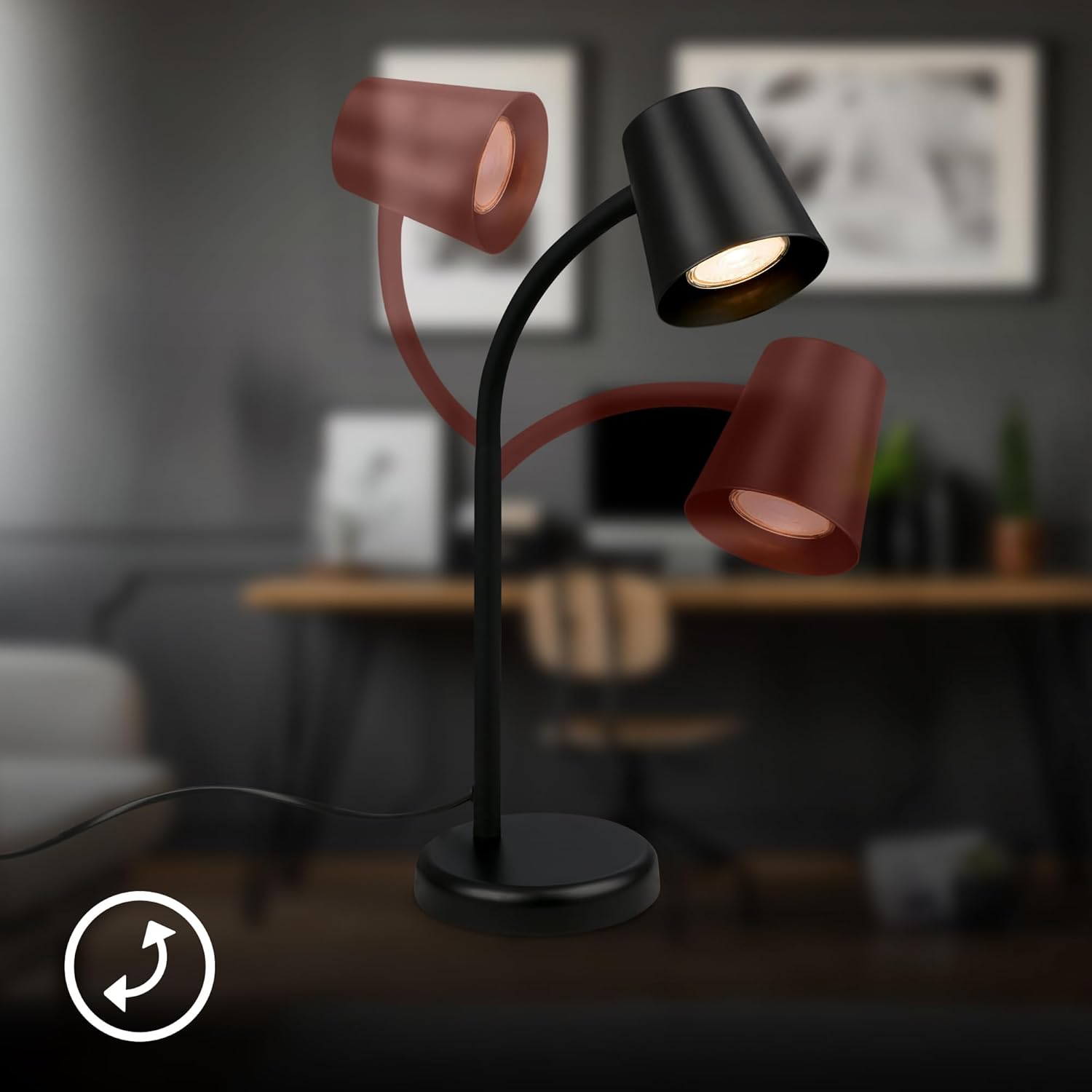 Thumbnail 3 de BRILONER Lampada da comodino e scrivania orientabile, GU10 9W, metallo nera