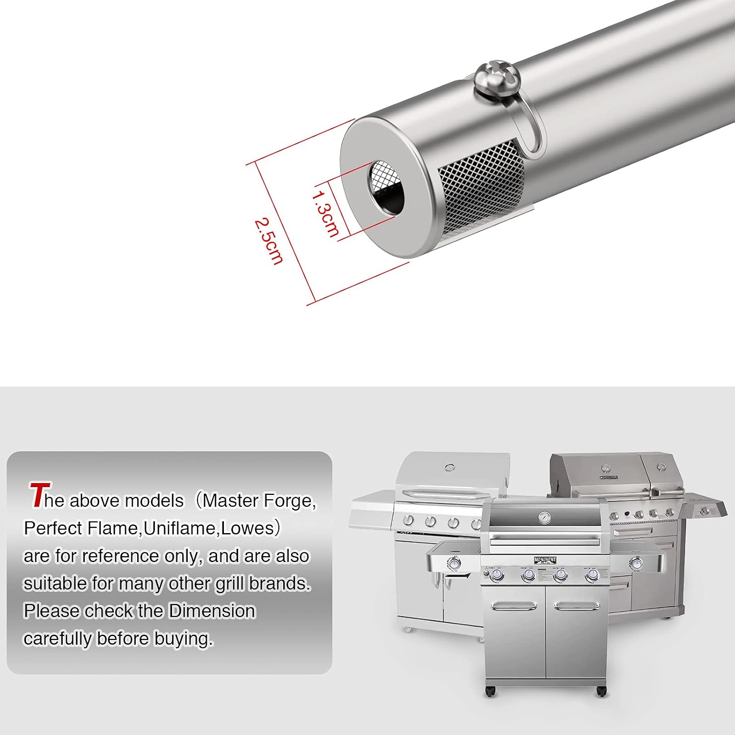 Detalle de Coisien Bruciatore a Tubo Universali in Acciaio Inox 30,8–44,9 cm: compatibilità ampia e ricambi affidabili