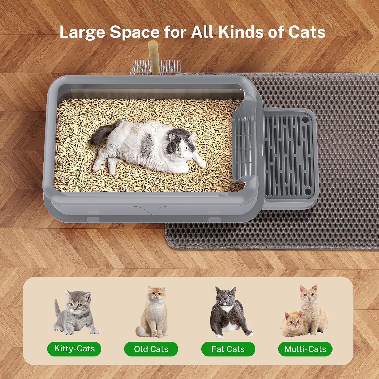 Detalle de Stainless Steel Cat Litter Tray 32L XL