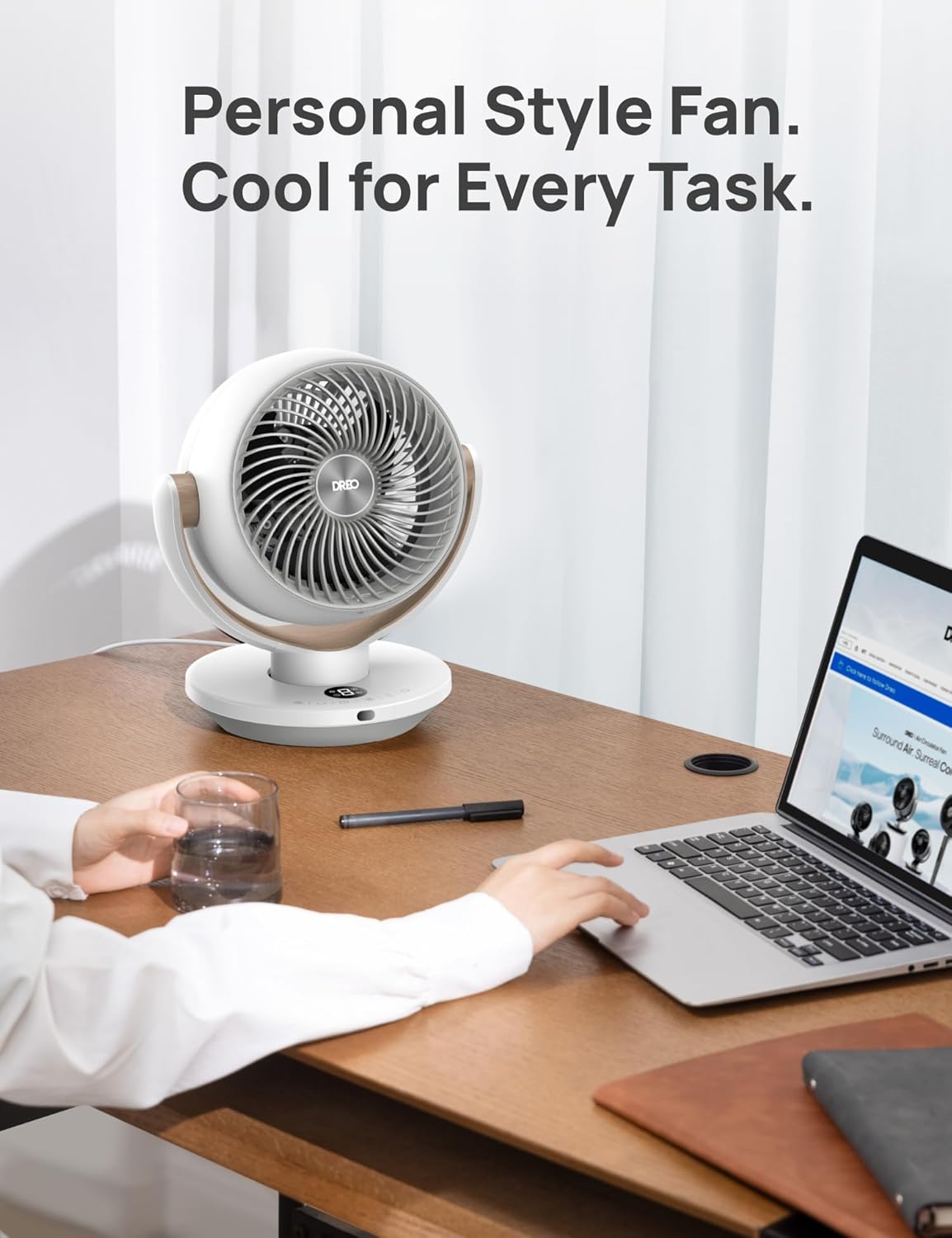 Thumbnail 5 de Dreo Fan for Bedroom Desk Air Circulator with Remote, 11-Inch Table Fan (4 Speeds, 90° Oscillation, 8H Timer)
