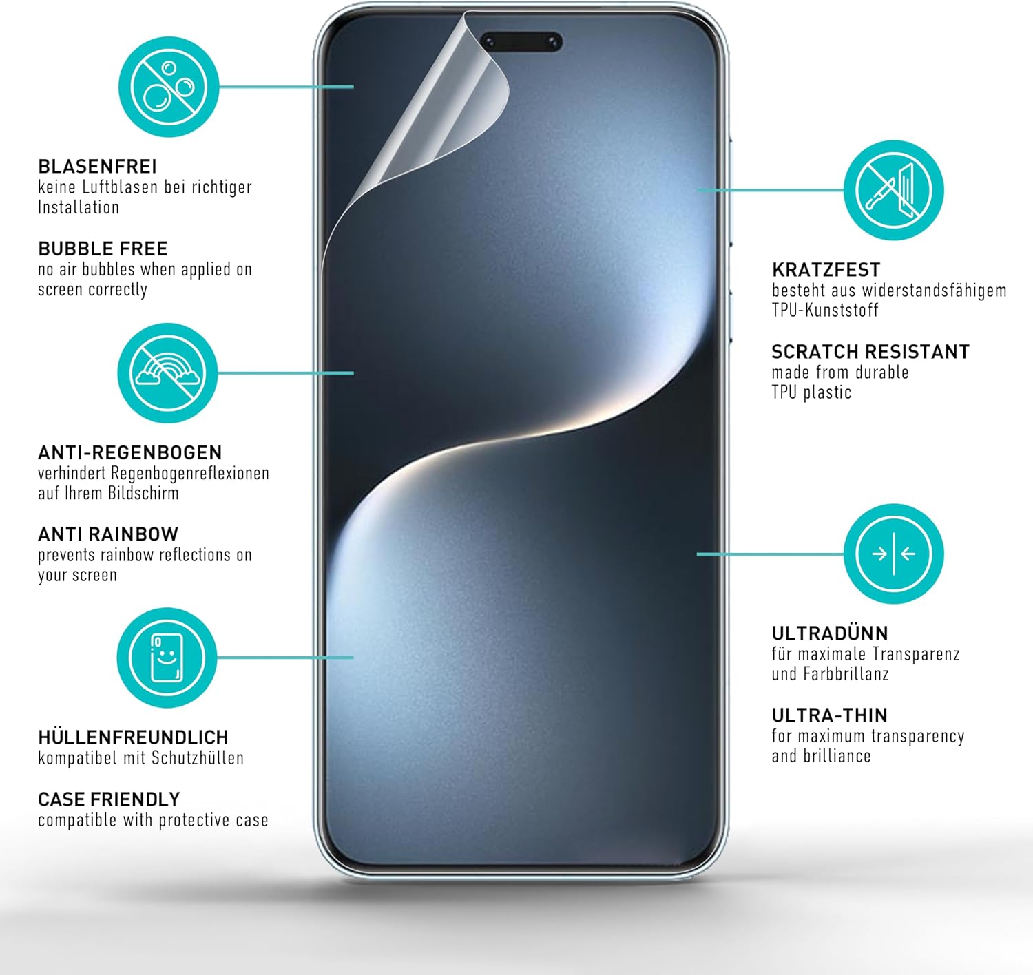 Detalle 1 de SmarTect TPU Screen Protectors for Honor Magic 7 Pro, 2-Pack, Clear